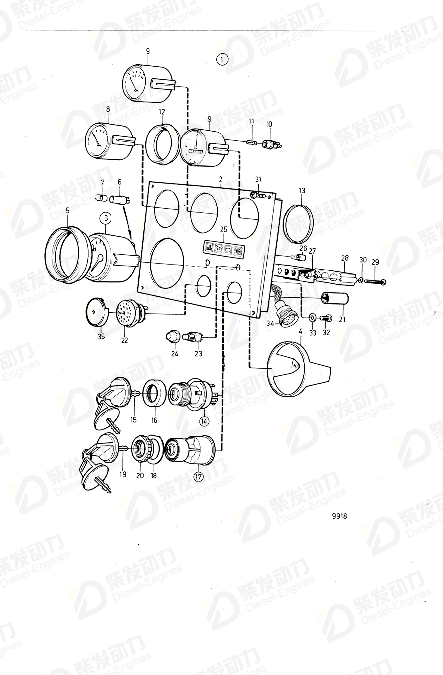VOLVO Toggle switch 828585 Drawing